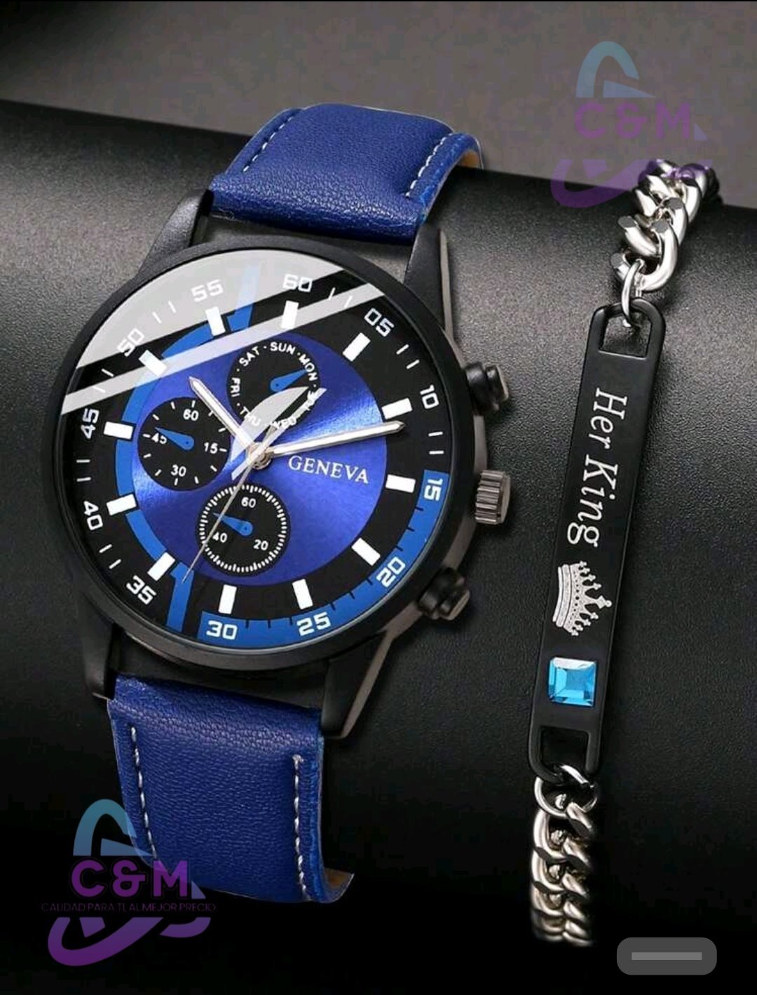 RELOJ ESFERA PARA HOMBRE CON CORREA AZUL Y PULSERA ALIACION DE ZINC R40